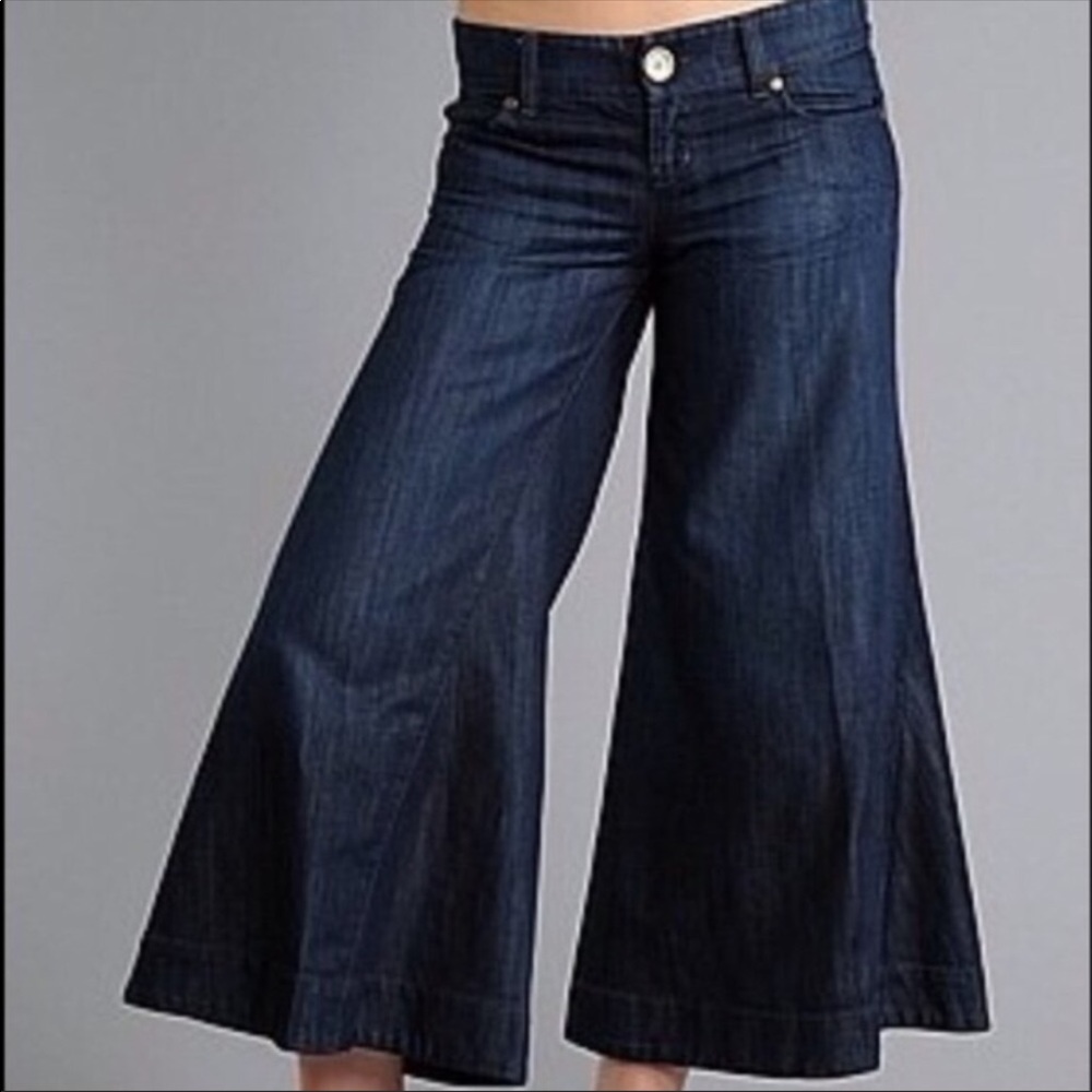 Level 99 Navy Gaucho Wide Leg Jeans